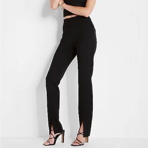 Express Columnist High Waist Front Vent Straight Pant, M Black